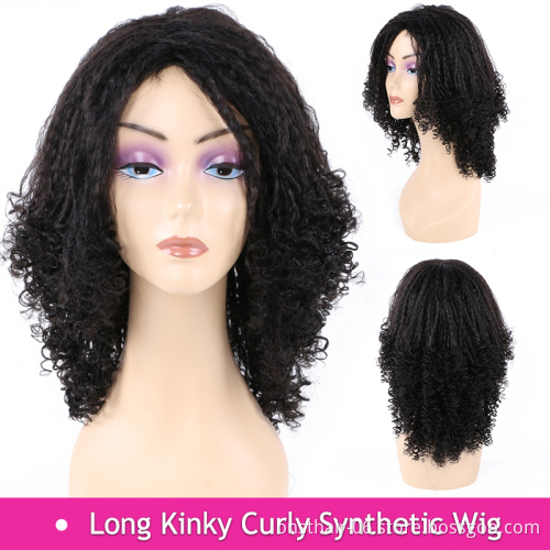 Onst Long Ombre Kinky Curly Afro Hair Extension Wigs Ombre Synthetic Wig For Black Women Medium Part Natural Female Wigs
